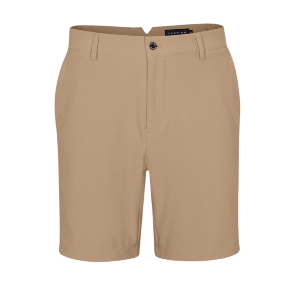 Dunning Golf Shorts Mens 34 Tan Player Fit Woven 8" Performance Stretch Khaki